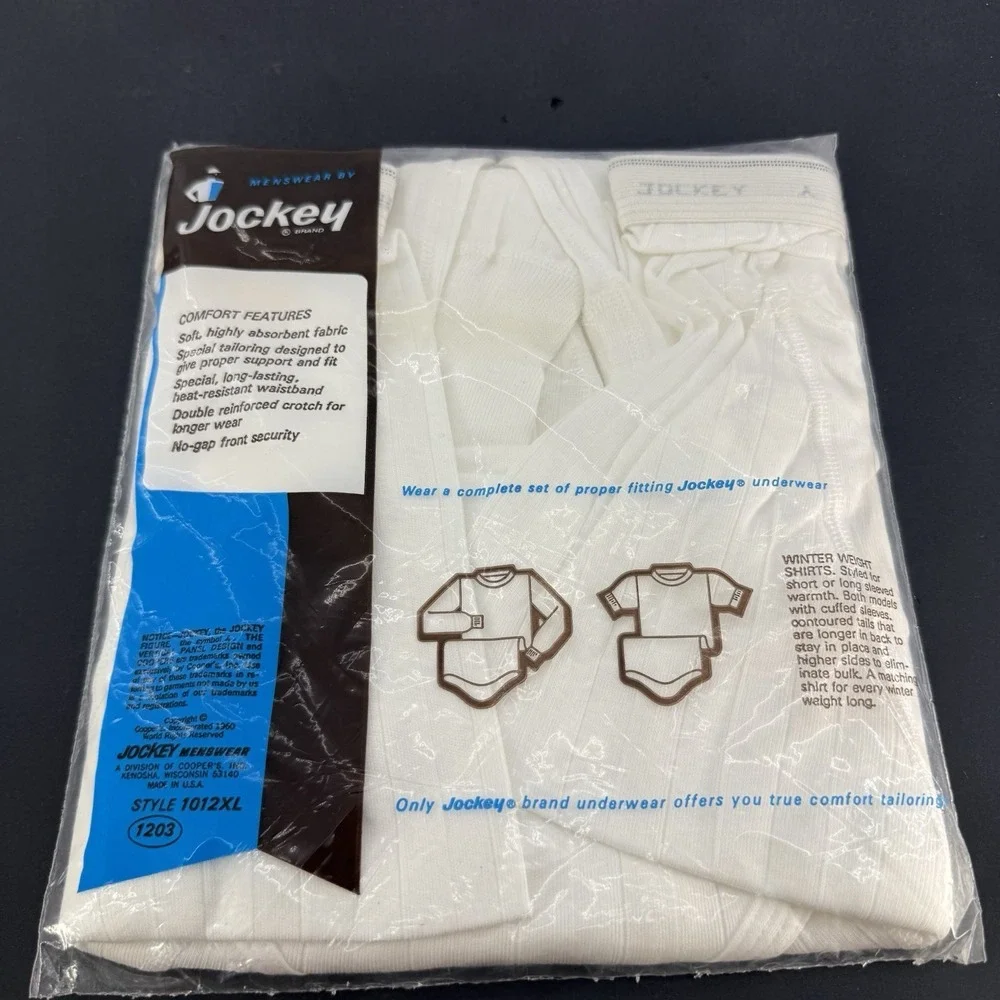 VTG 1960 NOS Jockey Thermal Underwear Cotton Size 42 Extra Long White Style 1203